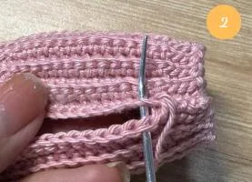 Sewing the rows together into a tube