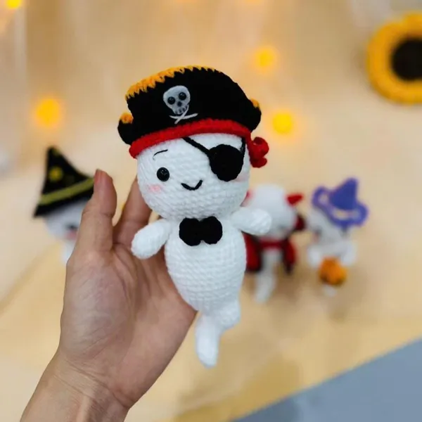 Halloween Ghost Crochet Pattern Bundle – 4-in-1 Pirate – witch ghost