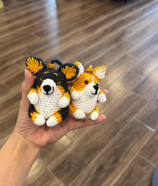 Crochet Corgi Keychain – Handmade Amigurumi Dog Bag Charm – crochet corgi