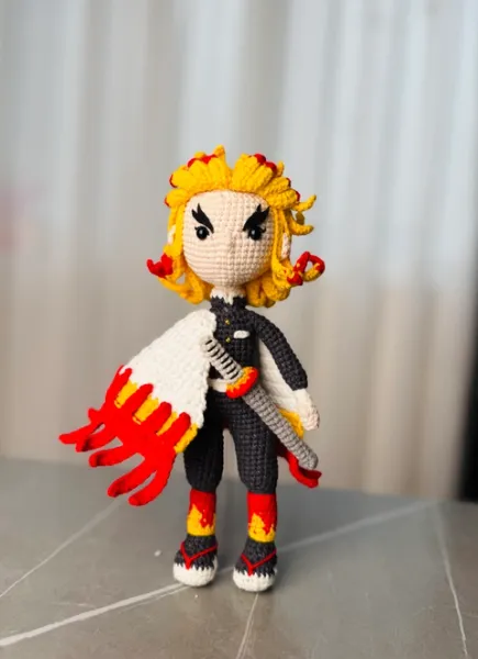 Handmade Rengoku Kyojuro Crochet Doll – photo 6