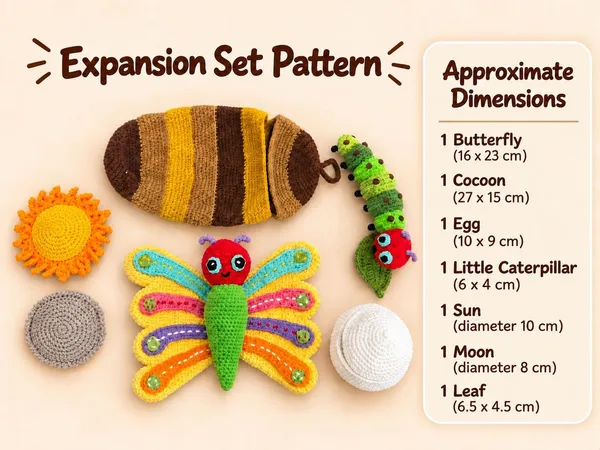 Hungry Caterpillar crochet Pattern – Butterfly Life Cycle – Sensory Toy