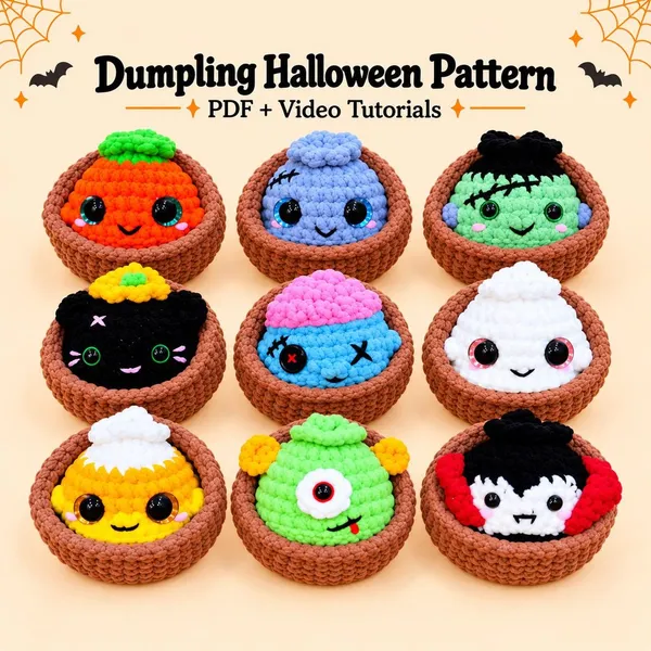 Halloween Dumplings Crochet Pattern Bundle – Frankenstein – Ghost