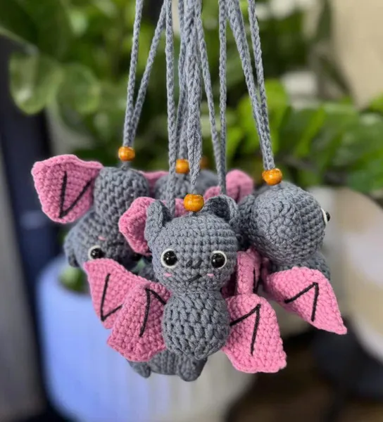 Handmade Crochet Bat Car Charm – amigurumi bat