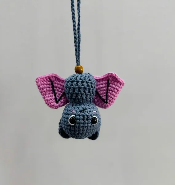 Handmade Crochet Bat Car Charm – bat plush