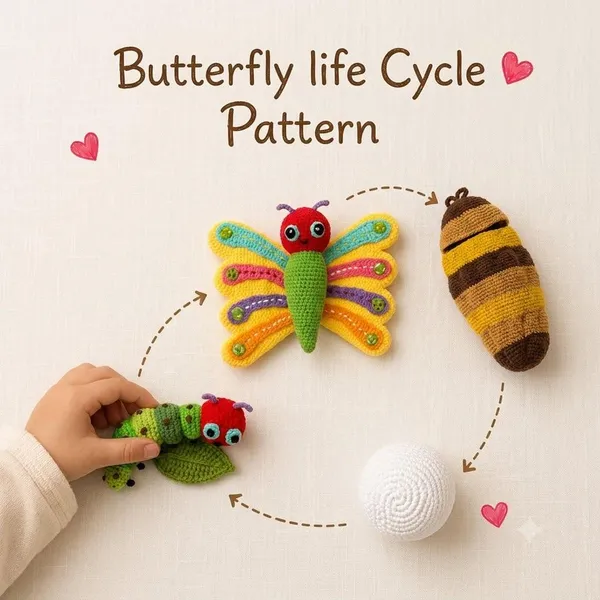 Hungry Caterpillar crochet Pattern – Butterfly Life Cycle – crochet bundle
