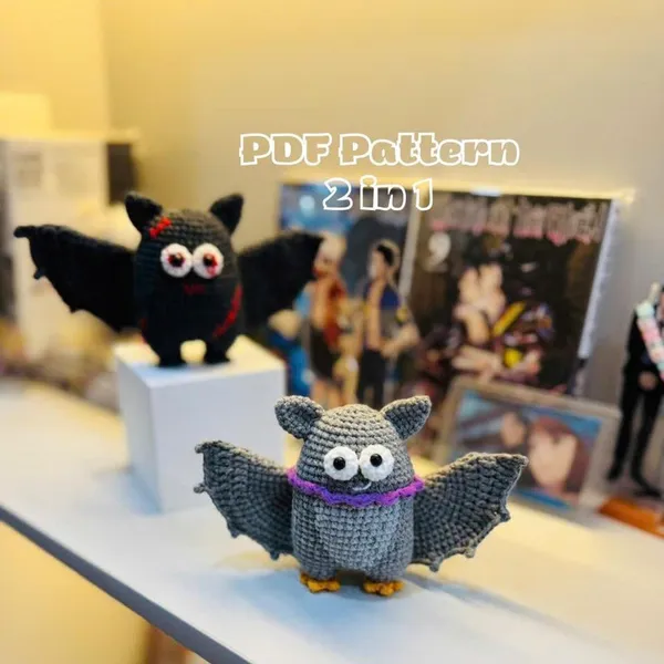 Bat Crochet Pattern 2-in-1 – Halloween Amigurumi PDF – crochet bat pattern