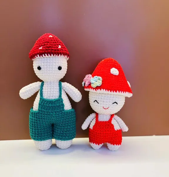 Crochet Mushroom Doll – Handmade Boy & Girl Amigurumi
