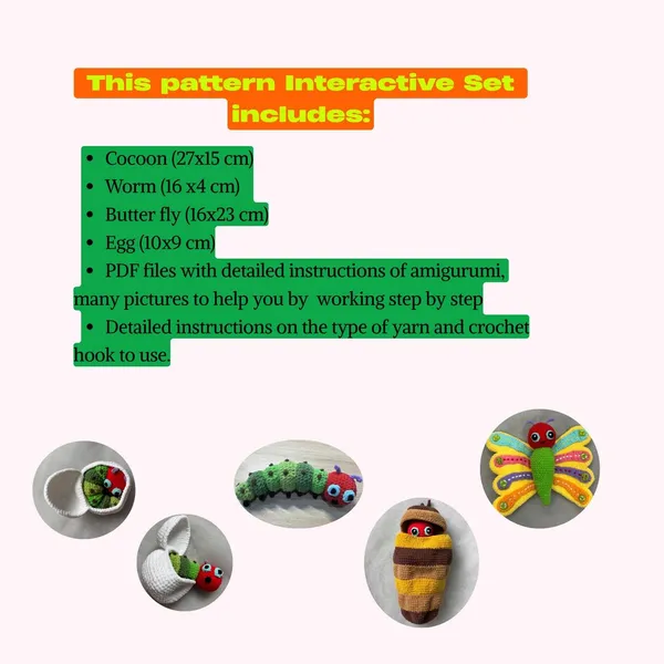 Hungry Caterpillar crochet Pattern – Butterfly Life Cycle – butterfly pattern