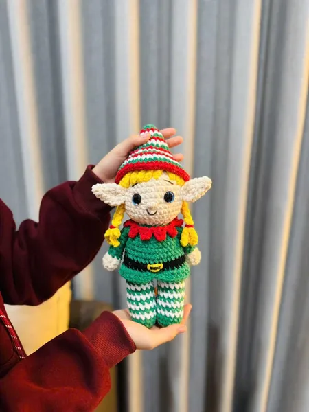 Handmade Crochet Christmas Elf Dolls – festive decor