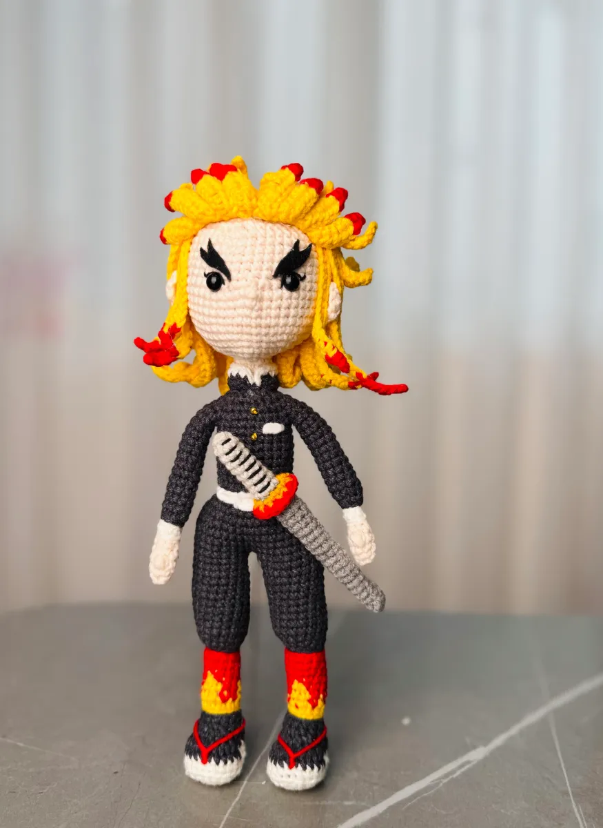 Handmade Rengoku Kyojuro Crochet Doll