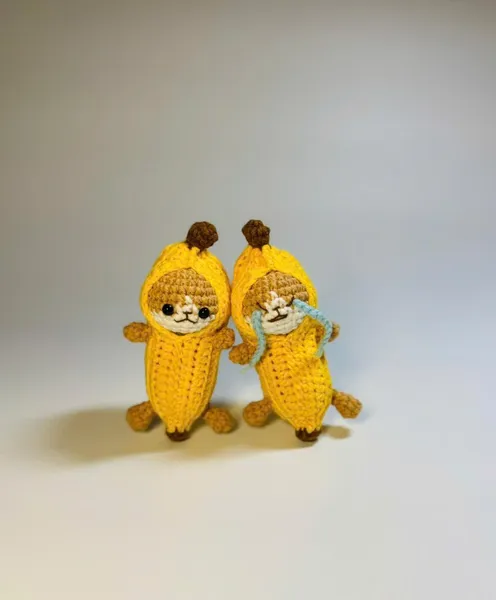 Crochet Banana Cat Plush – Smile & Cry Meme Cat Amigurumi – banana cat meme