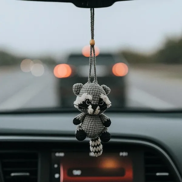 Crochet Raccoon Amigurumi – Rear View Mirror