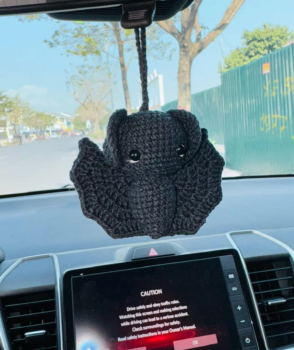 Handmade Crochet Bat Car Charm