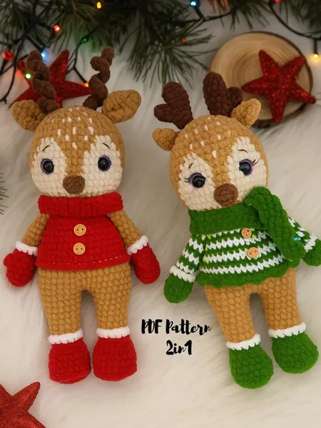 Christmas Reindeer Amigurumi Crochet Pattern PDF – Deer Plush Tutorial
