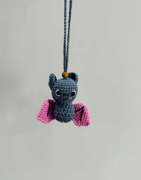 Handmade Crochet Bat Car Charm – stuffed bat