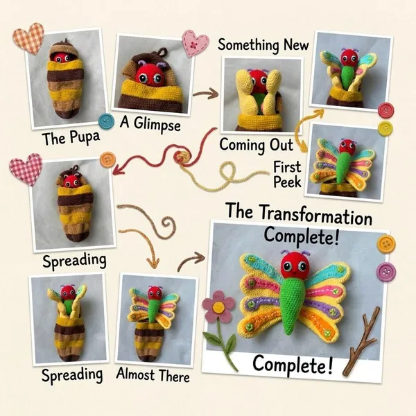 Hungry Caterpillar crochet Pattern – Butterfly Life Cycle – Pretend play sets