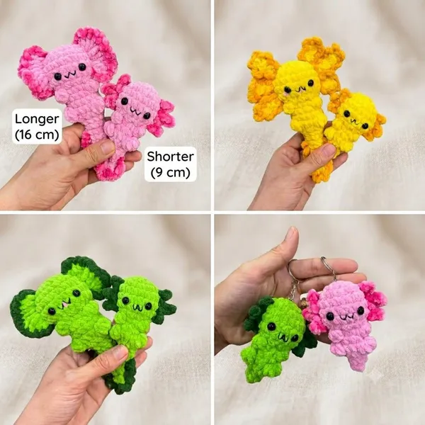 Axolotl Crochet Pattern – No Sew Baby Axolotl Amigurumi PDF – Sensory Toy