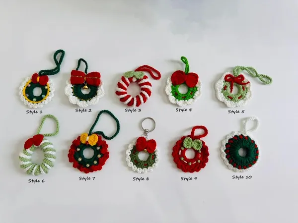 Handmade Crochet Christmas Ornament – Cotton Wreath Bauble – photo 9