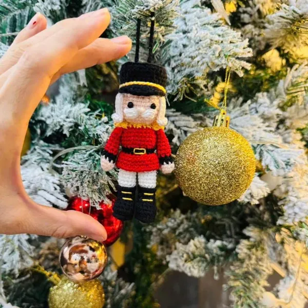 Handmade Nutcracker Amigurumi – Christmas Soldier Ornament – Holiday Decor