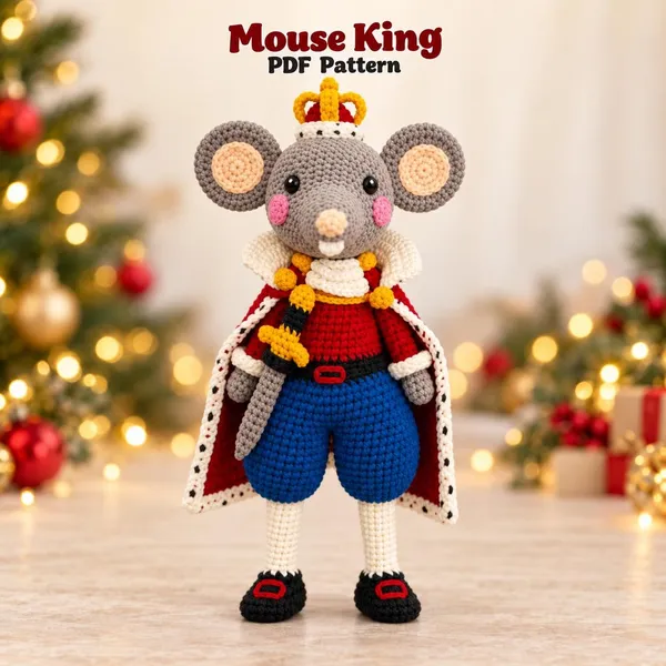 Nutcracker Mouse King Crochet Pattern – Christmas Amigurumi Doll PDF