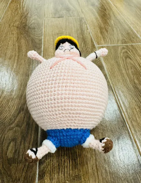 Luffy Crochet Plush – One Piece Amigurumi Doll – Straw Hat Luffy Balloon