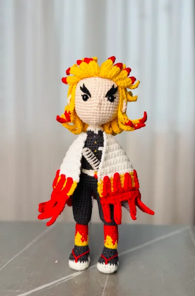 Handmade Rengoku Kyojuro Crochet Doll – Demon Slayer