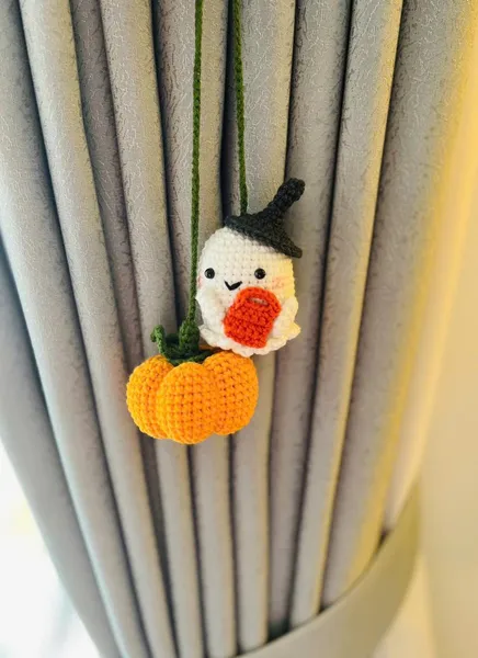 Crochet Halloween Car Charm – Ghost and Pumpkin – grim reaper charm