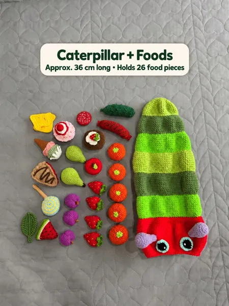Handmade Crochet Hungry Caterpillar Toy – feeding toy