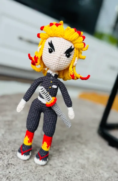 Handmade Rengoku Kyojuro Crochet Doll – Anime Plush