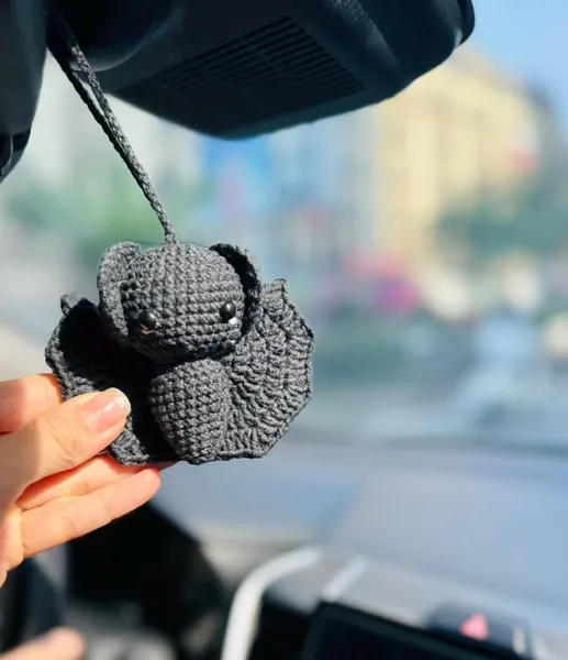 Handmade Crochet Bat Car Charm – Car Accessory