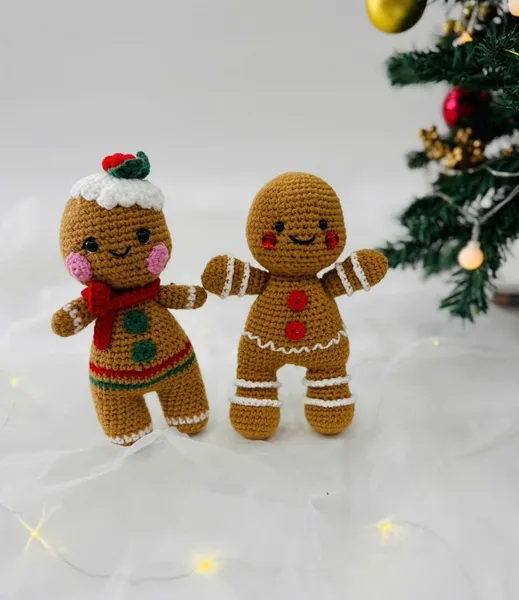 Handmade Crochet Gingerbread Man Ornament – Christmas gift