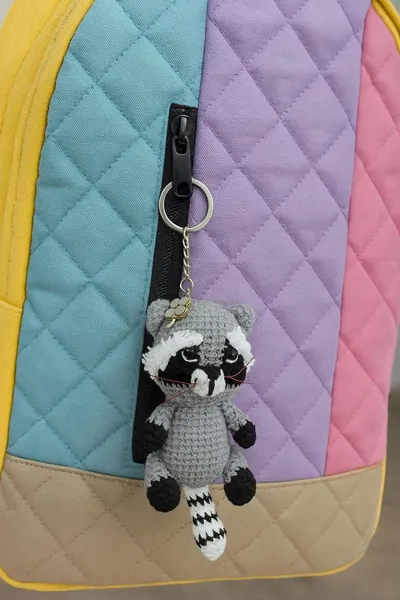 Crochet Raccoon Amigurumi – Rear View Mirror – gothic decor