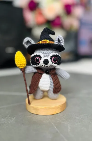 Wizard Raccoon Crochet Plush – cute gift