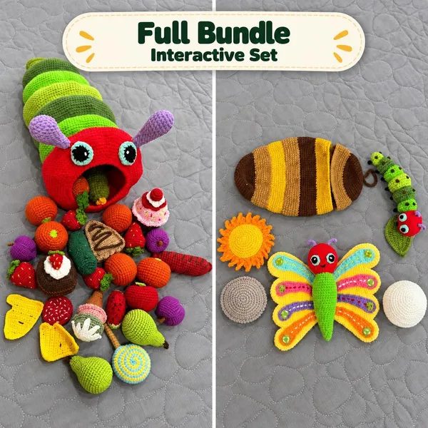 Handmade Crochet Hungry Caterpillar Toy – Interactive Feeding Game