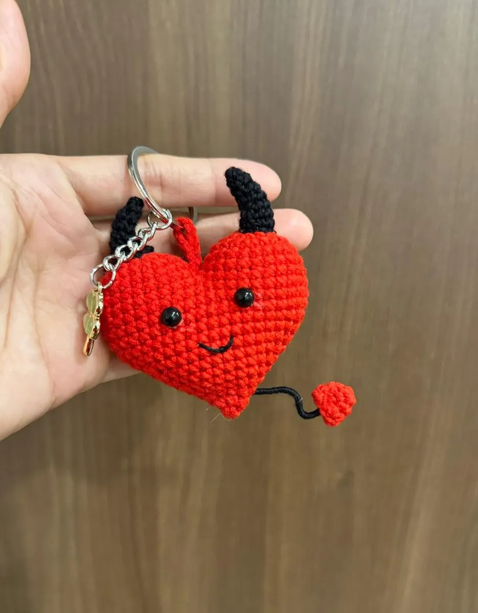 Crochet Heart Keychain