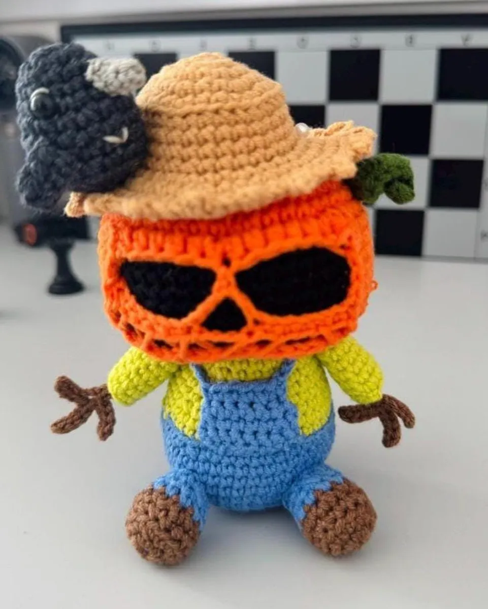 Crochet Pumpkin Scarecrow Plush