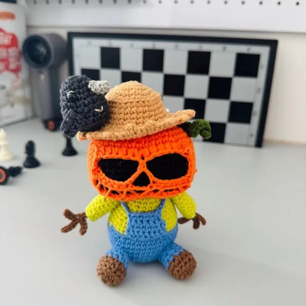 Crochet Pumpkin Scarecrow Plush – halloween toy