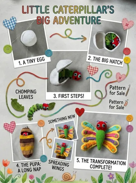 Hungry Caterpillar crochet Pattern – Butterfly Life Cycle – Educational Toy