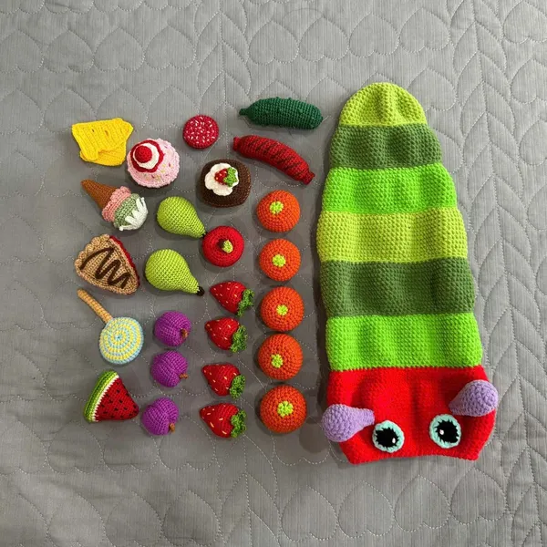 Handmade Crochet Hungry Caterpillar Toy – interactive game