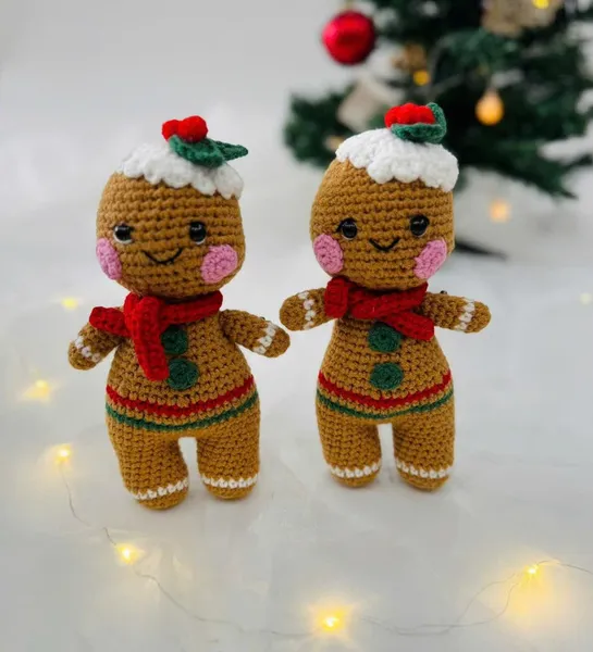 Handmade Crochet Gingerbread Man Ornament – Holiday decor