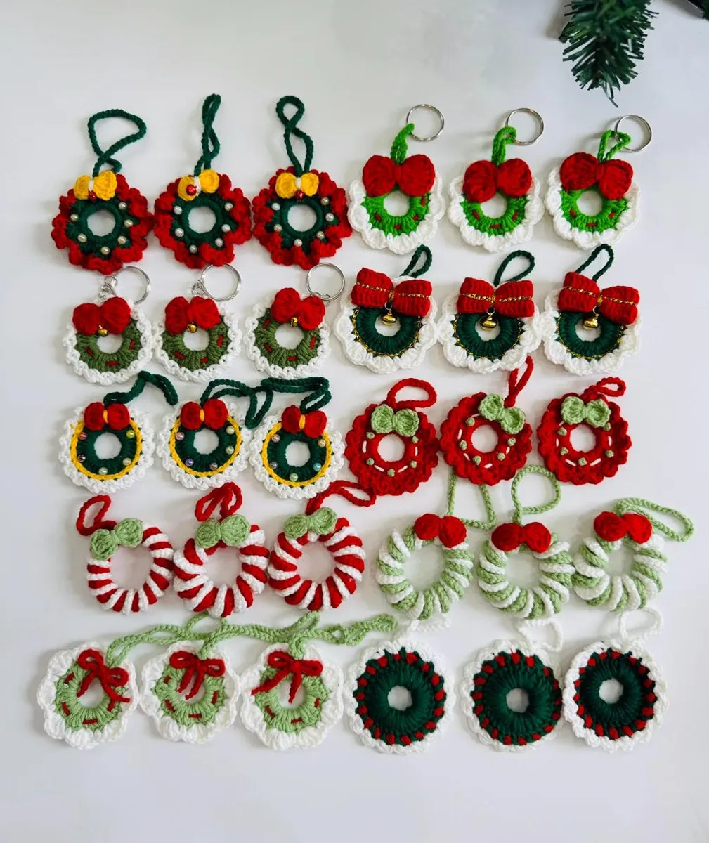 Handmade Crochet Christmas Ornament – Cotton Wreath Bauble